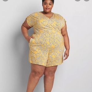 Drawstring Cap-Sleeve Crossover Romper (R8)